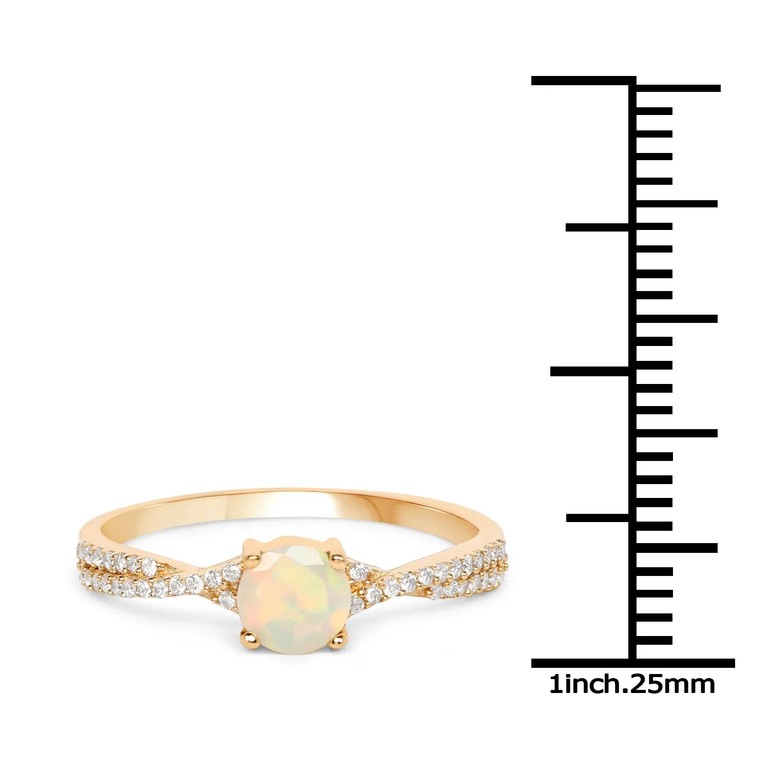 14KY Gold Opal & Diamond Ladies Ring US:7