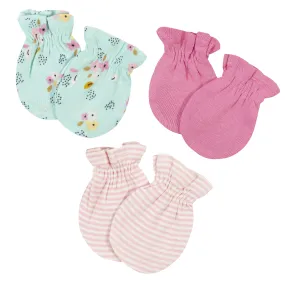 3-Pack Baby Girls Fox No Scratch Mittens