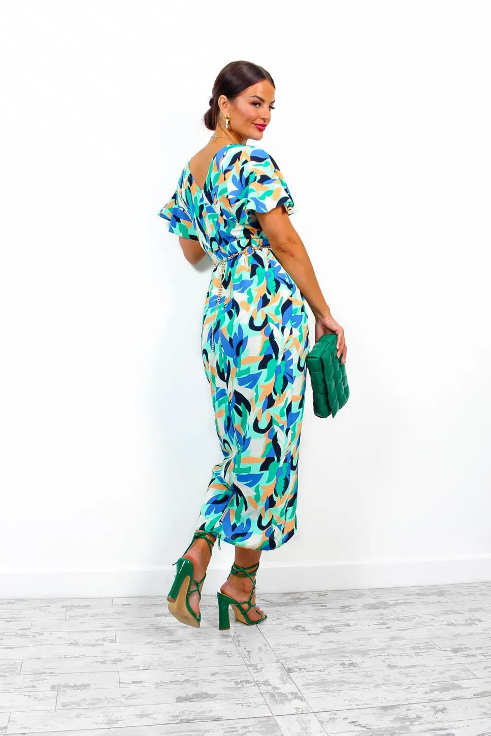 Adore Me - Mint Multi Abstract Midi Dress