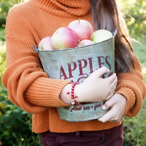 Apple | Stone Beaded Charm Bracelet | Bordeaux Jade - Protection