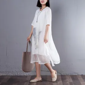 Casual False Two Piece Round Neck Short Sleeve Dress