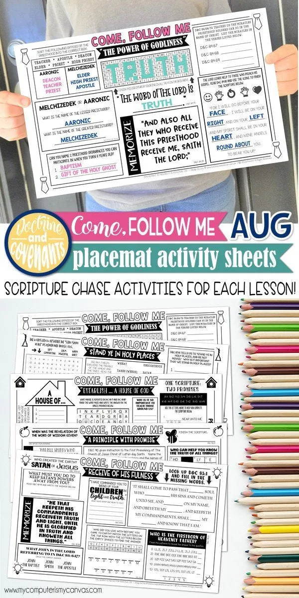 CFM D&C Placemat Activity Sheets {AUG 2021} PRINTABLE