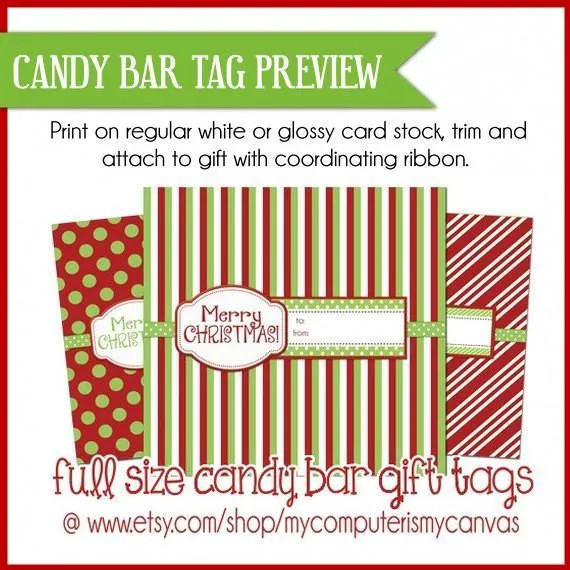 Christmas Candy Bar Wrapper {GIFT TAG} PRINTABLE {Clearance}