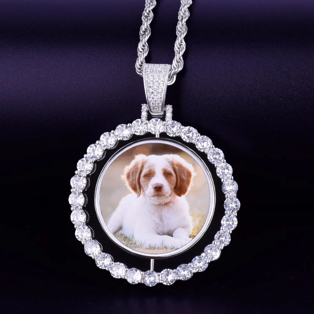 Custom Photo Rotating Double-Sided Medallions Pendant Necklace