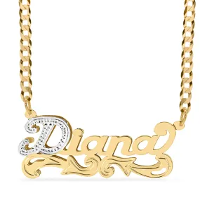 Double Plated Nameplate Necklace Diana