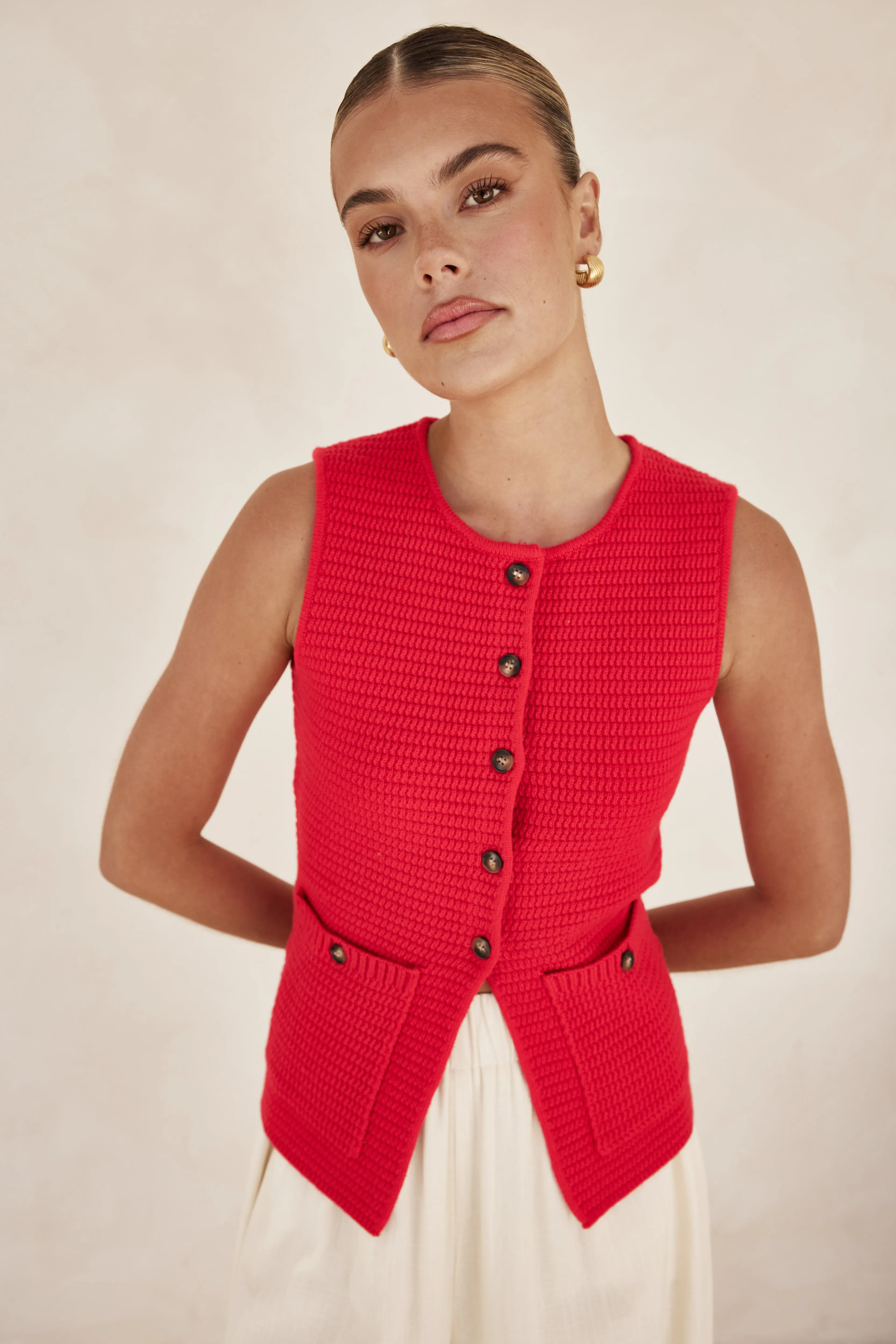 Embry Knit Vest (Red)