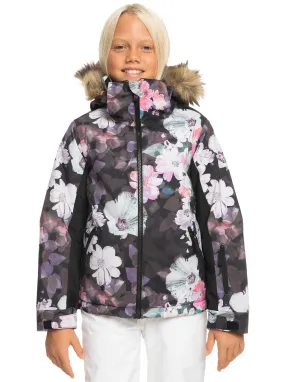 Girls 4-16 American Pie Technical Snow Jacket - True Black Blurry Flower