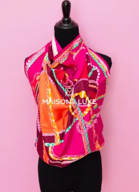 Hermes "Robe du Soir" Fuchsia Twill Silk 90 cm Scarf