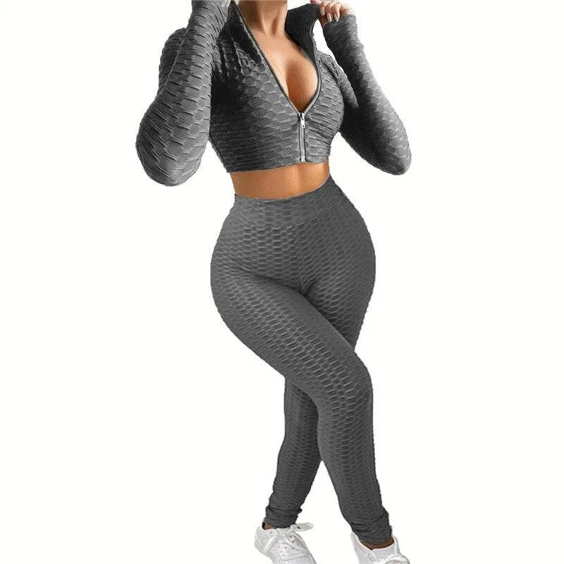 Lady Sportswear 2pcs Yoga Sport Suit Gym Fitness Set