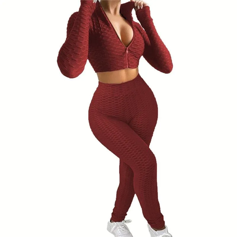 Lady Sportswear 2pcs Yoga Sport Suit Gym Fitness Set