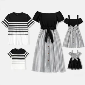 Matching Family Cotton Black Striped Outfits