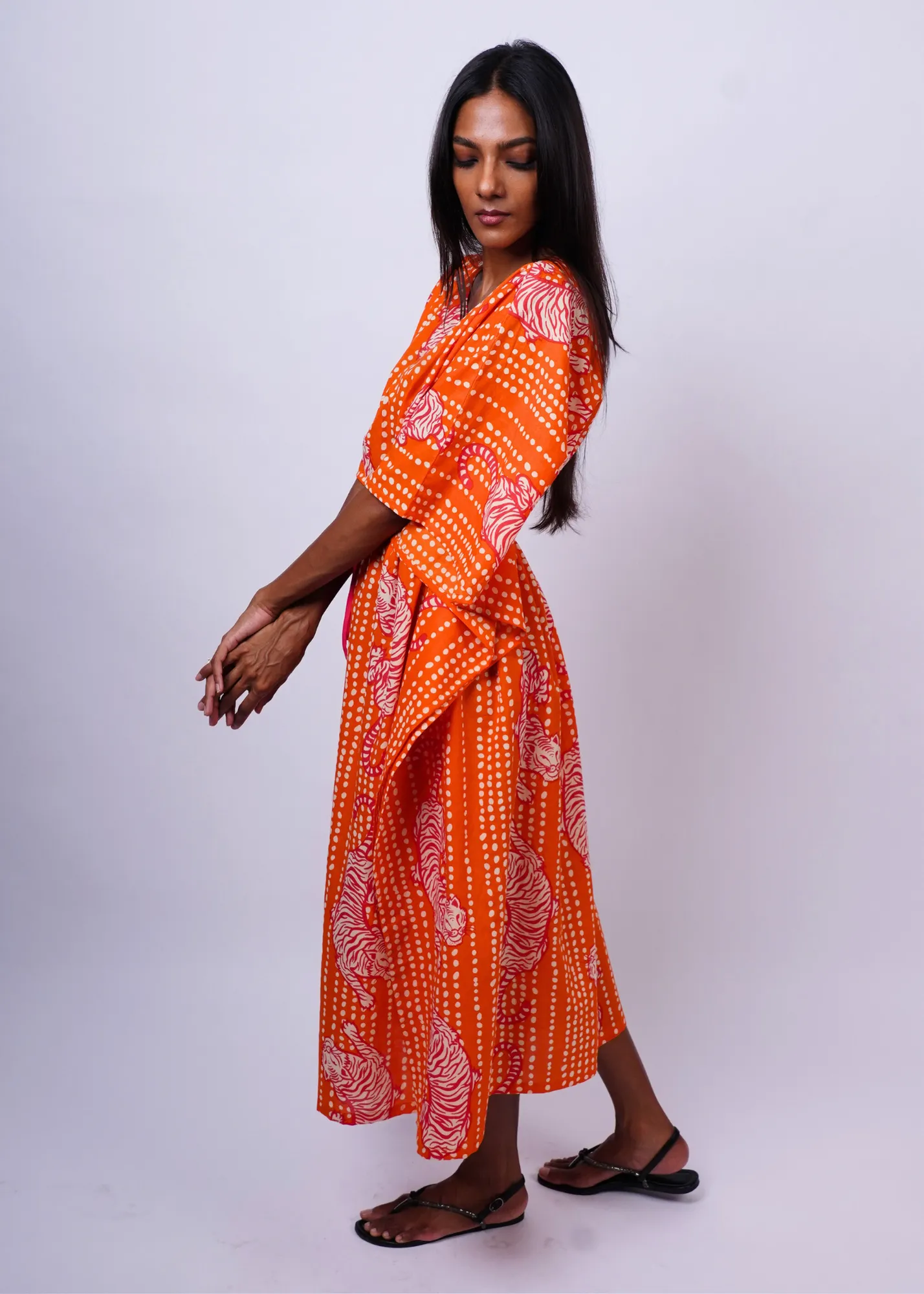 Midi Caftan - Coral Tiger