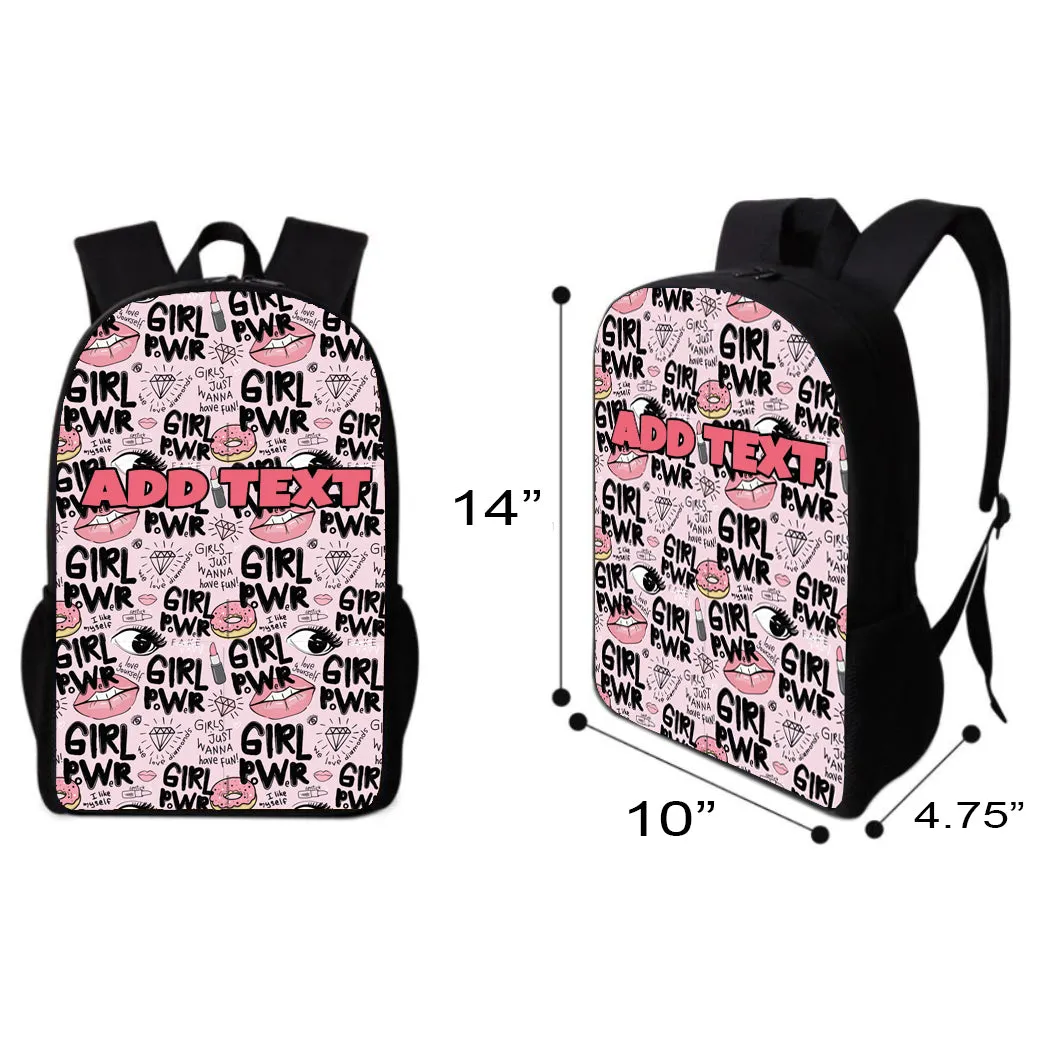 Personalized Backpacks, Lunch Bags, Duffel Bags, or Water Bottles with Full-Color - Girl Power