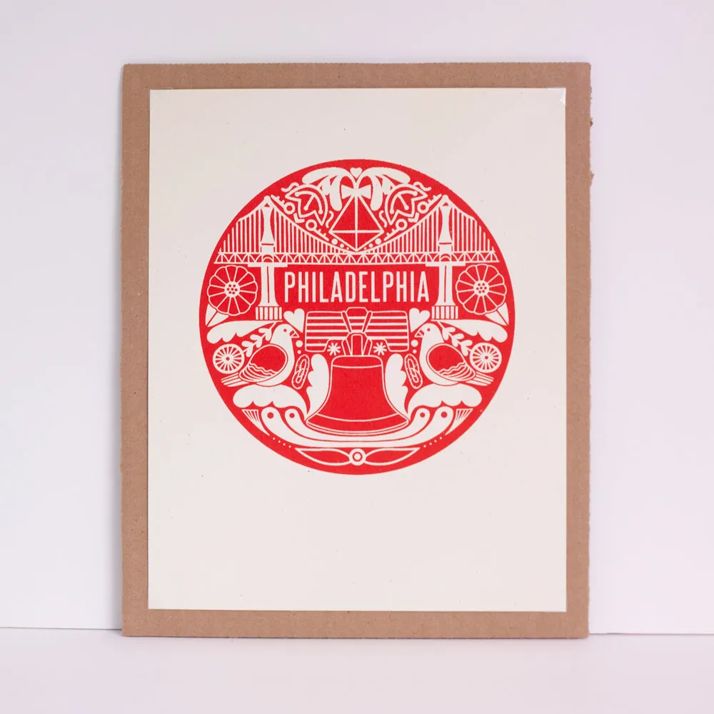 Philadelphia art print, red Philly icons art print, Pennsylvania Dutch inspired art for gallery wall