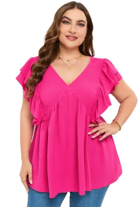 Plus Size Ruffle tie back top