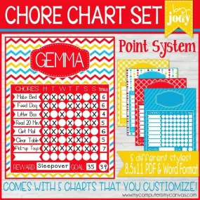 POINT SYSTEM Chore Charts {BRIGHTS} PRINTABLE