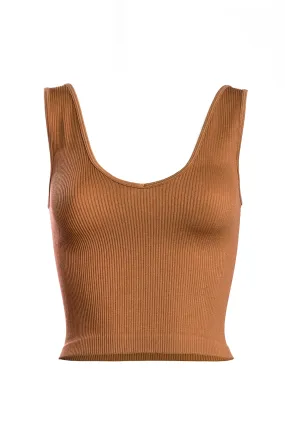 RIB V-NECK CROP TANK