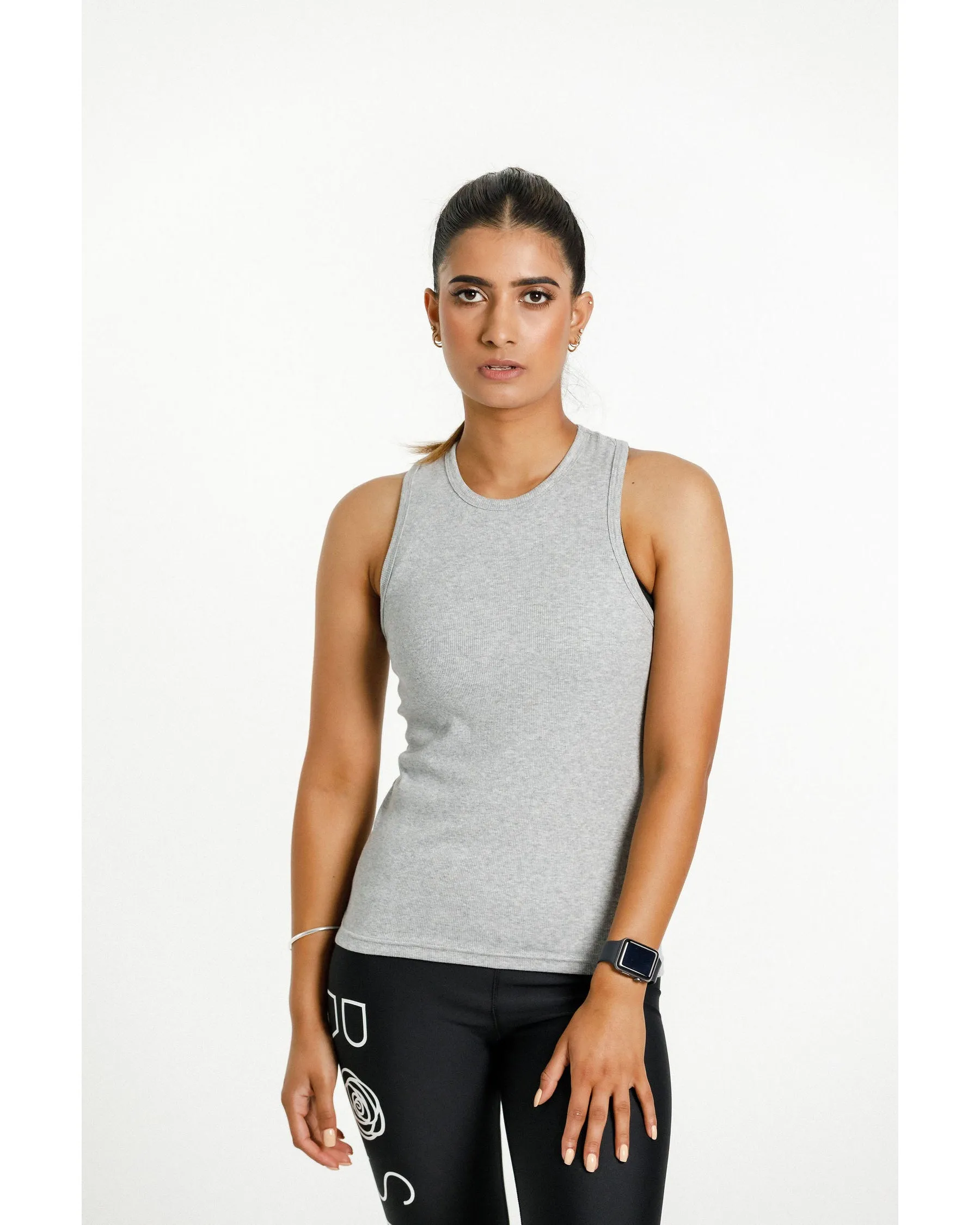 Rose Road Luca Rib Singlet - Grey