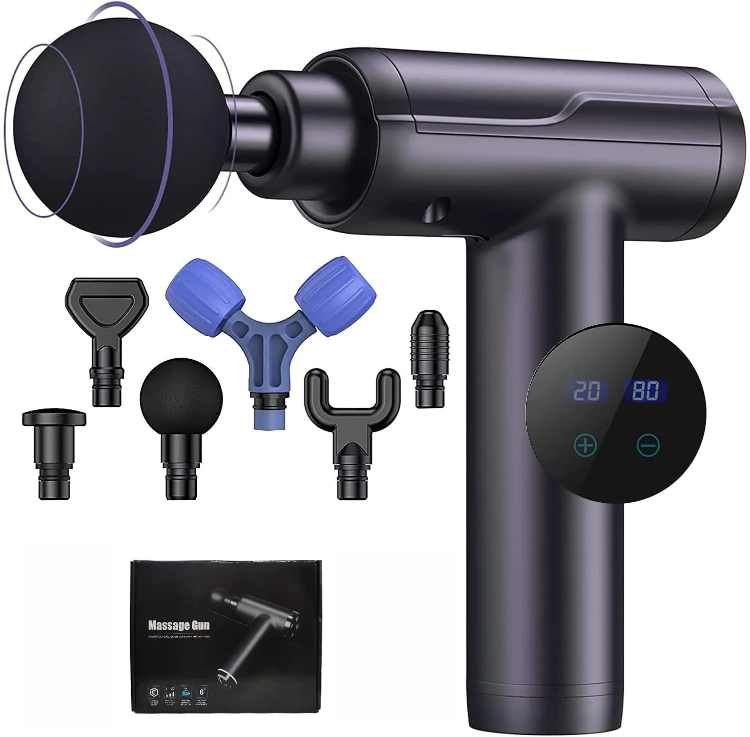 RXSCI™ 20 Speed Deep Tissue Massage Gun - Handheld Rechargeable Percussion Massager - 6 Heads