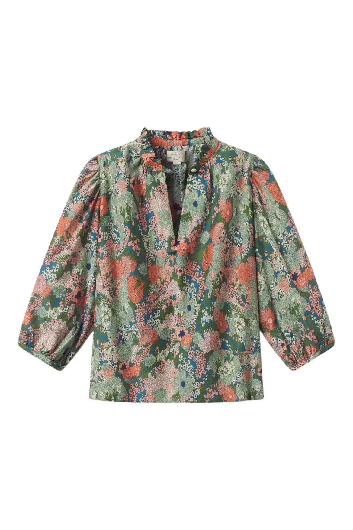 Trovata Birds of Paradis Orly Blouse in Tranquil Mist