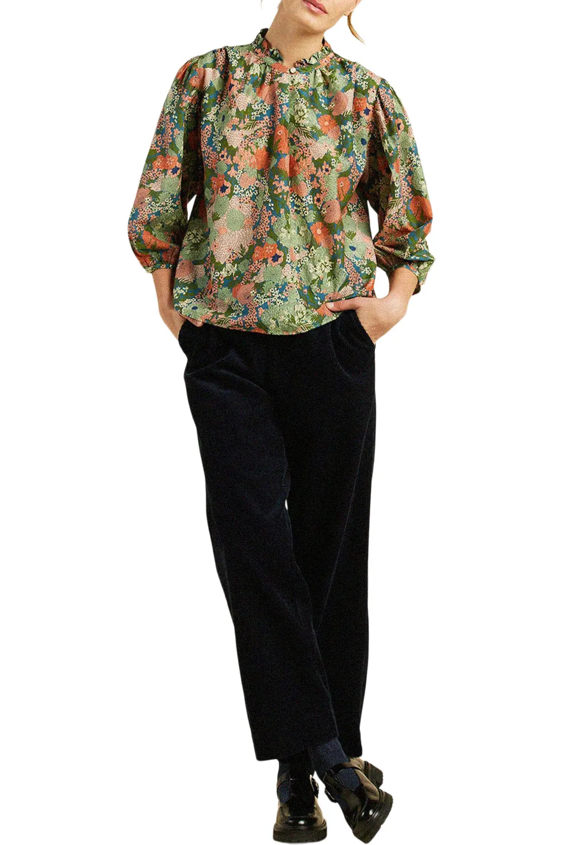 Trovata Birds of Paradis Orly Blouse in Tranquil Mist